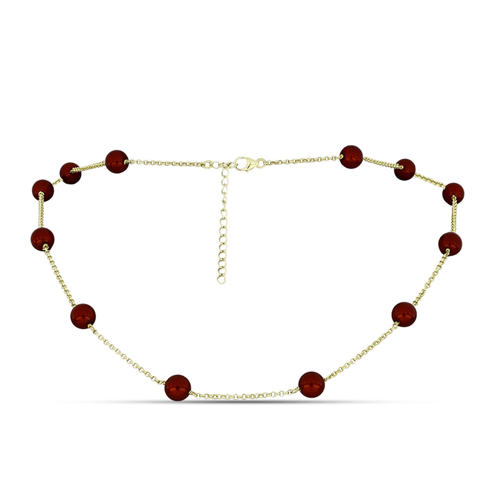 Collar de Plata Bañada en Oro con Perla roja de río 1 