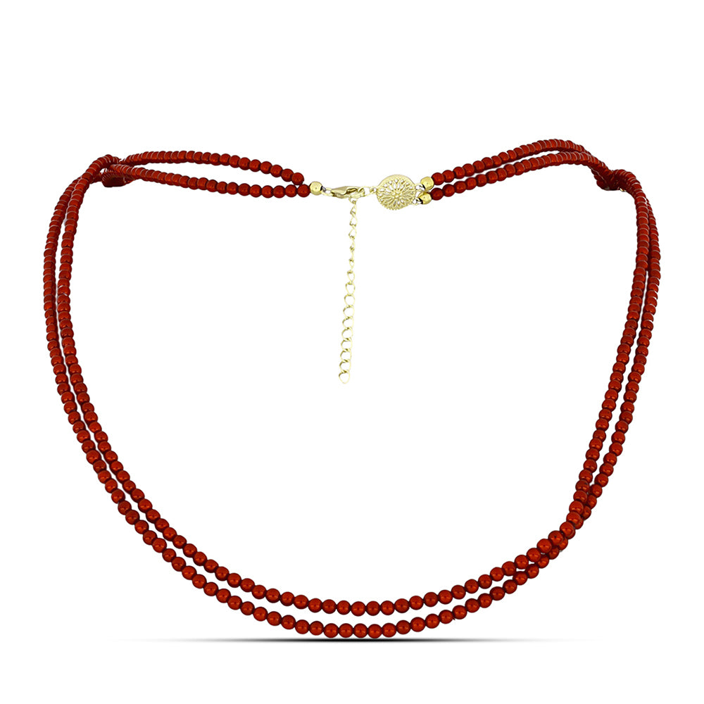 Collar de Plata Bañada en Oro con Perla roja de río 1 