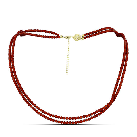 Collar de Plata Bañada en Oro con Perla roja de río