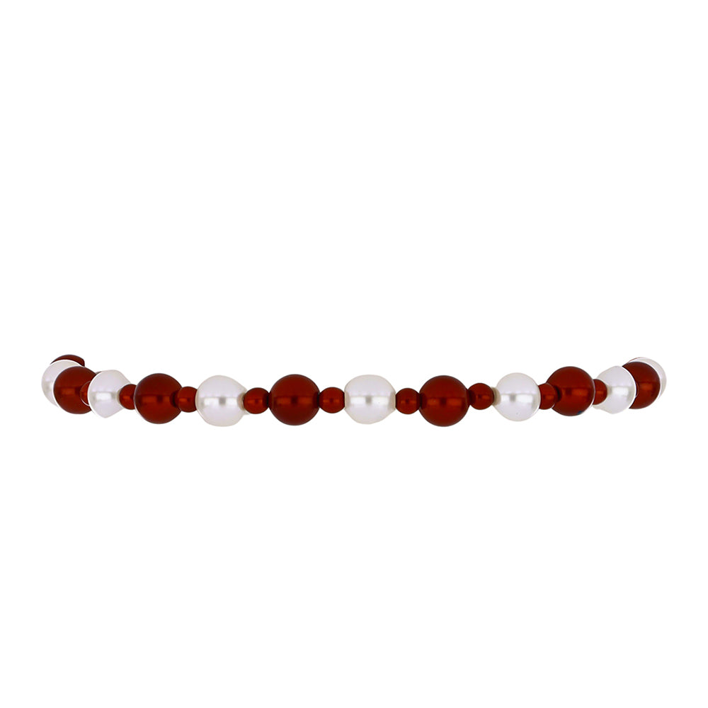 Pulsera de Plata Bañada en Oro con Perla roja de río y Perla blanca de agua dulce 2 