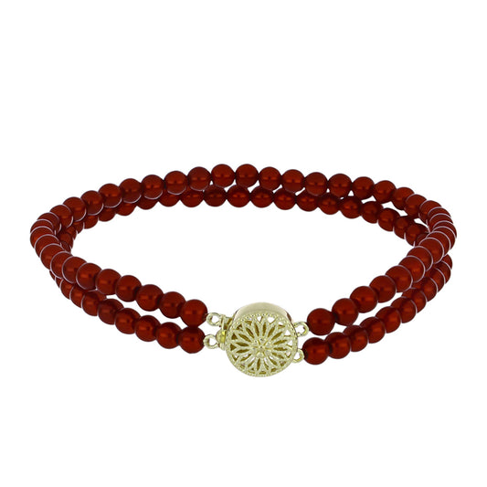 Pulsera de Plata Bañada en Oro con Perla roja de río