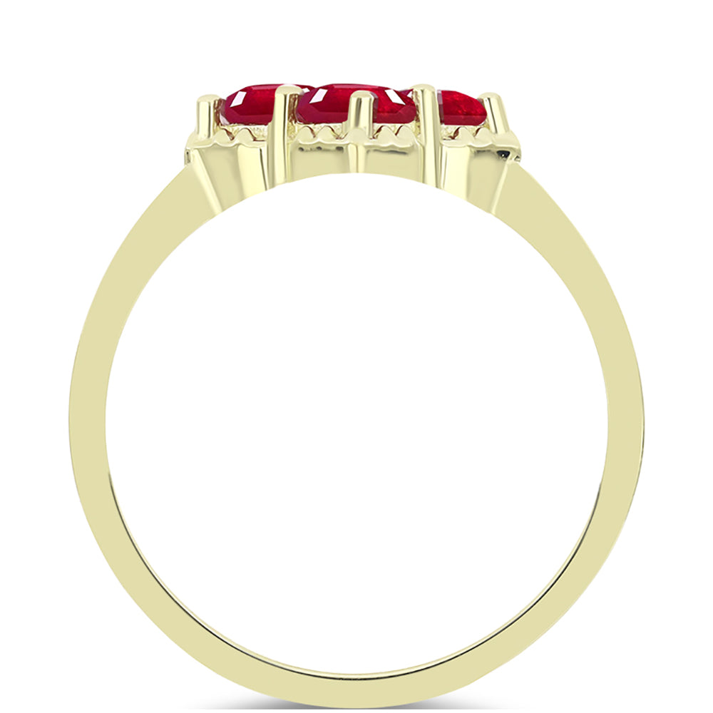 Anillo de Plata Bañada en Oro con Rubí de Madagascar 2 