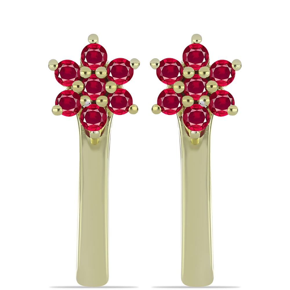 Conjunto de Plata Bañada en Oro con Rubí de Madagascar y Esmeralda de Brasil ( Pendientes )