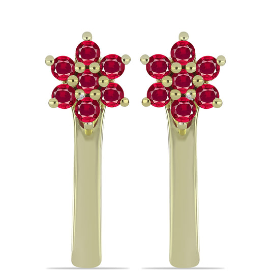 Conjunto de Plata Bañada en Oro con Rubí de Madagascar y Esmeralda de Brasil ( Pendientes )