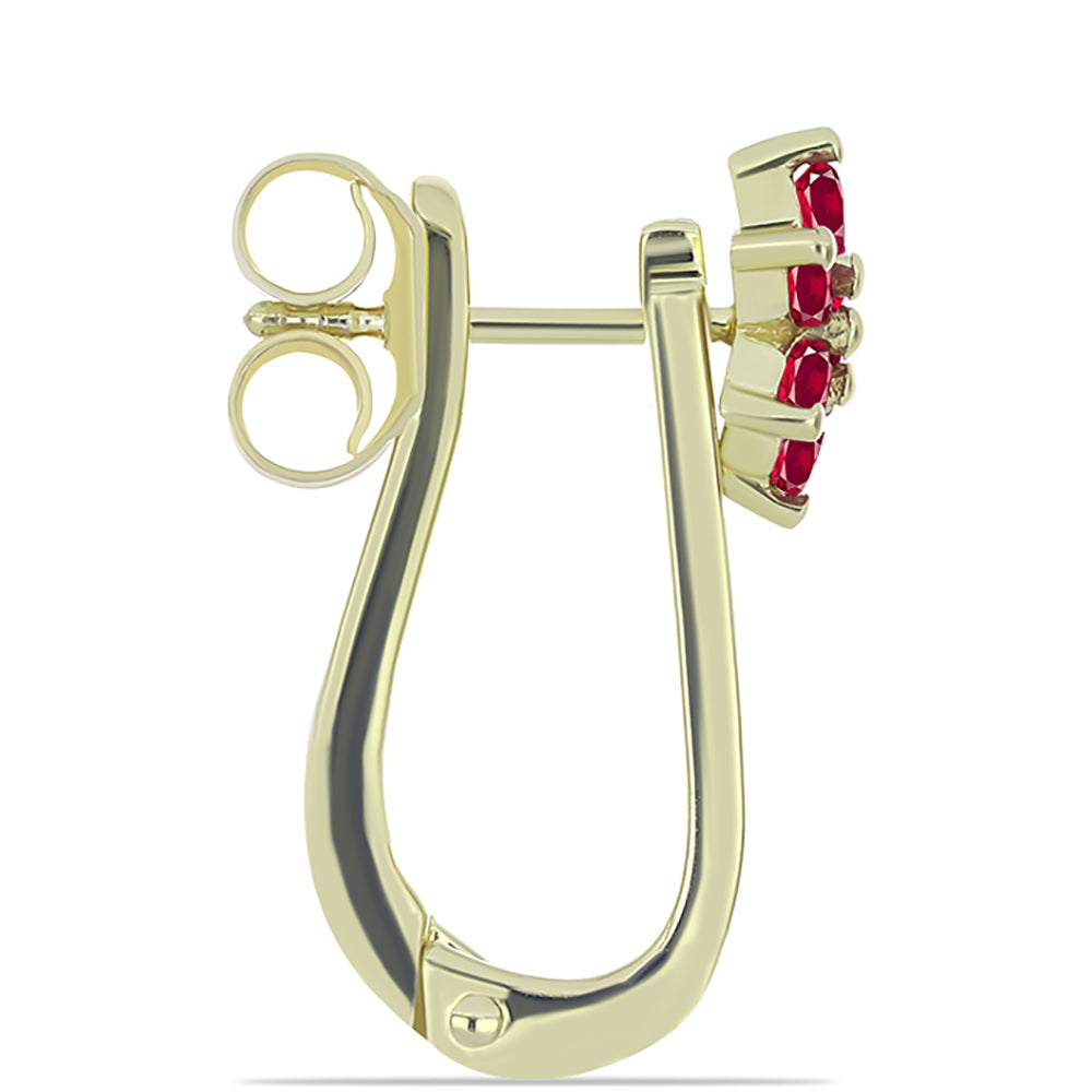 Conjunto de Plata Bañada en Oro con Rubí de Madagascar y Esmeralda de Brasil ( Pendientes )