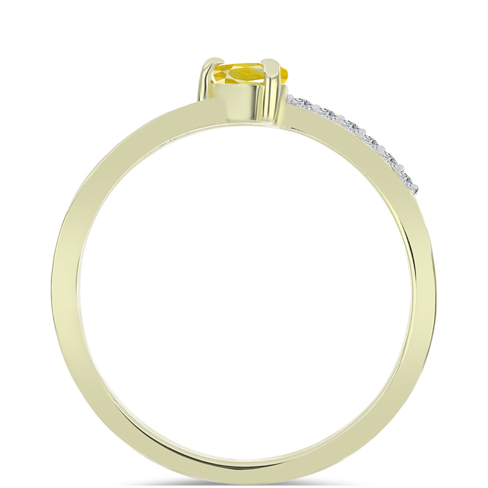 Anillo de Plata Bañada en Oro con Zafiro Amarillo Rosebery y Topacio Blanco 3 