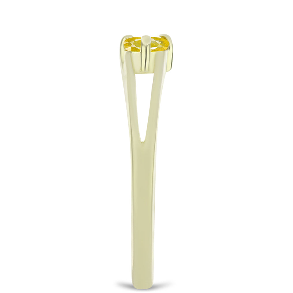 Anillo de Plata Bañada en Oro con Zafiro Amarillo Rosebery y Topacio Blanco 4 