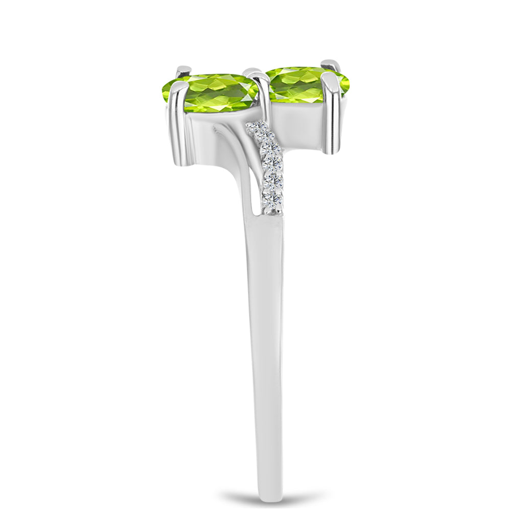 Anillo de Plata con Peridoto de Changbai y Topacio Blanco