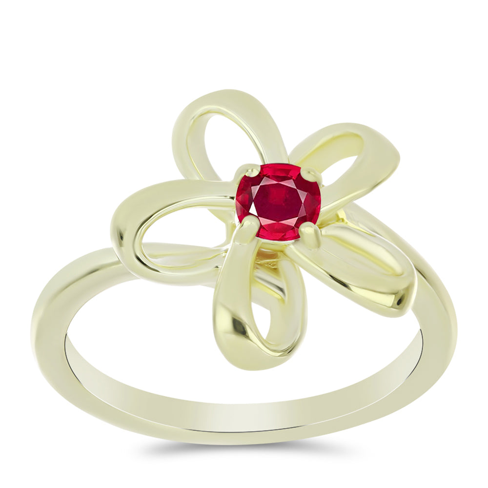 Anillo de Plata Bañada en Oro con Rubí de Madagascar 3 