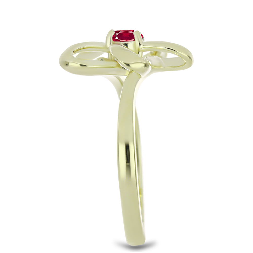 Anillo de Plata Bañada en Oro con Rubí de Madagascar