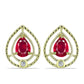 Pendientes de Plata Bañada en Oro con Rubí de Madagascar y Topacio Blanco