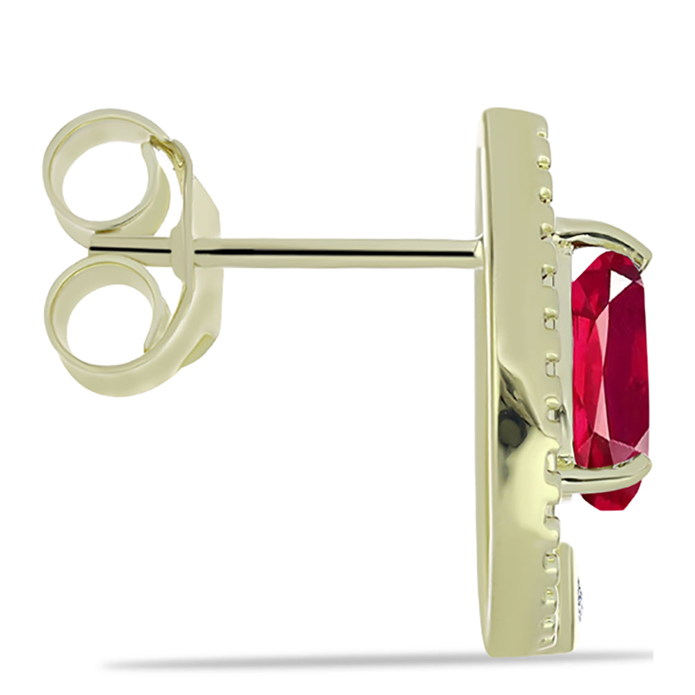 Pendientes de Plata Bañada en Oro con Rubí de Madagascar y Topacio Blanco 2 