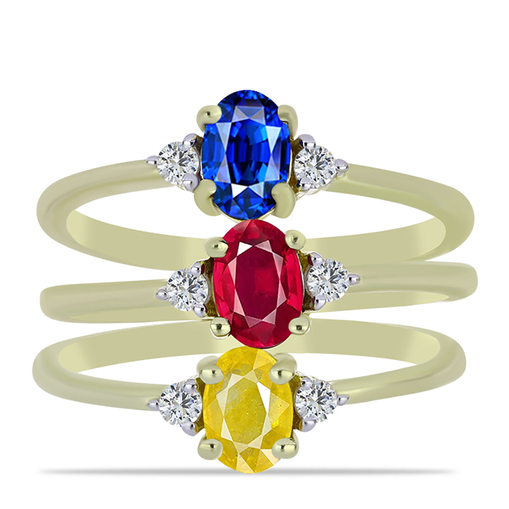 Conjunto de Plata Bañada en Oro con Rubí de Madagascar y Zafiro Azul Australiano ( Anillo ) 1 