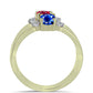 Conjunto de Plata Bañada en Oro con Rubí de Madagascar y Zafiro Azul Australiano ( Anillo )