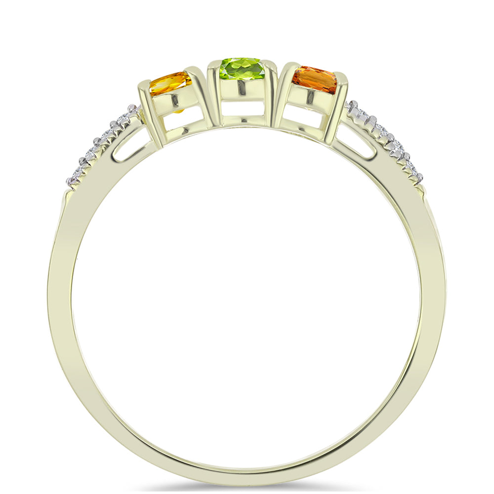 Anillo de Plata Bañada en Oro con Zafiro Arco Iris Rosebery y Topacio Blanco 3 