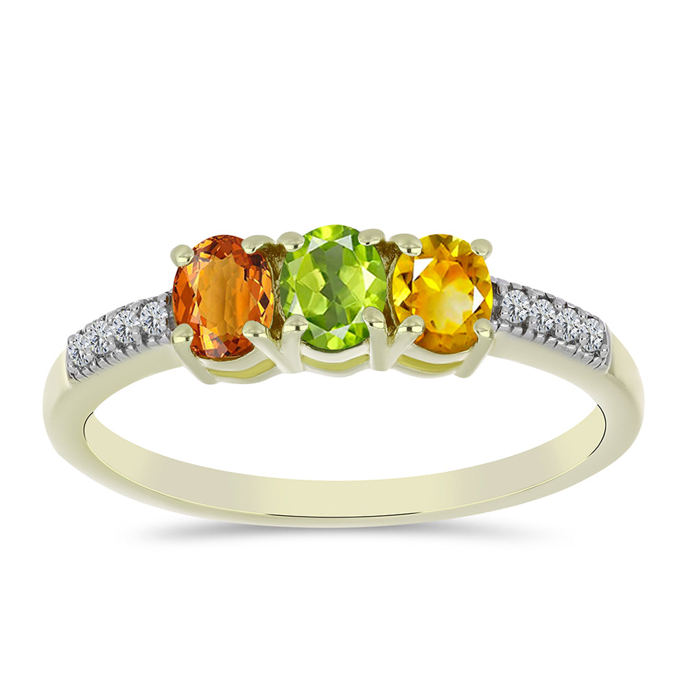 Anillo de Plata Bañada en Oro con Zafiro Arco Iris Rosebery y Topacio Blanco 1 