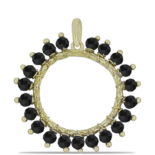 Colgante de Plata Bañada en Oro con Ónix negro de Suwar