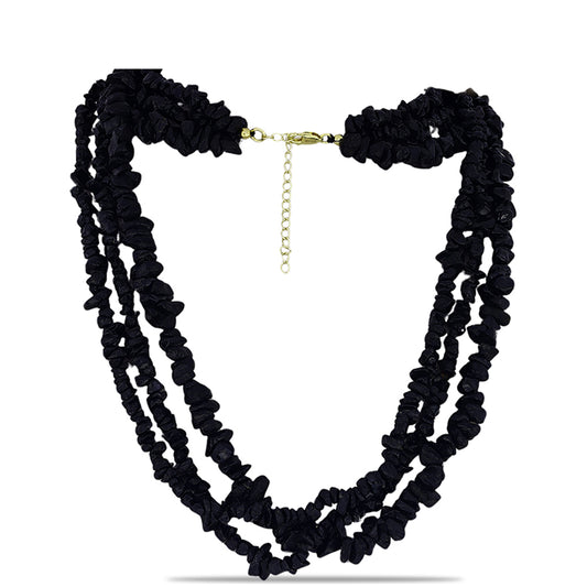 Collar de Plata Bañada en Oro con Ónix negro de Suwar