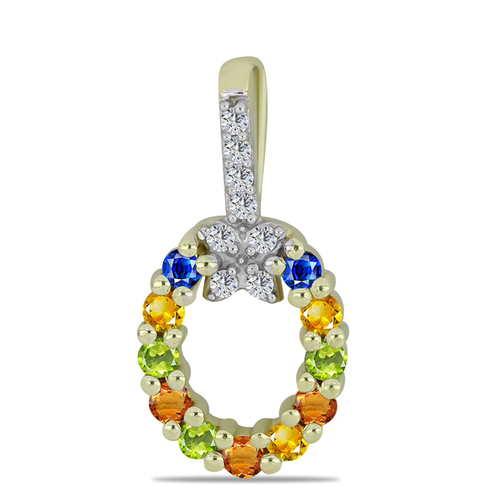 Colgante de Plata Bañada en Oro con Zafiro Arco Iris Rosebery y Topacio Blanco 1 