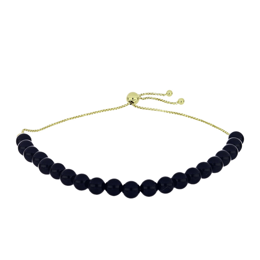 Pulsera de Plata Bañada en Oro con Ónix negro de Suwar