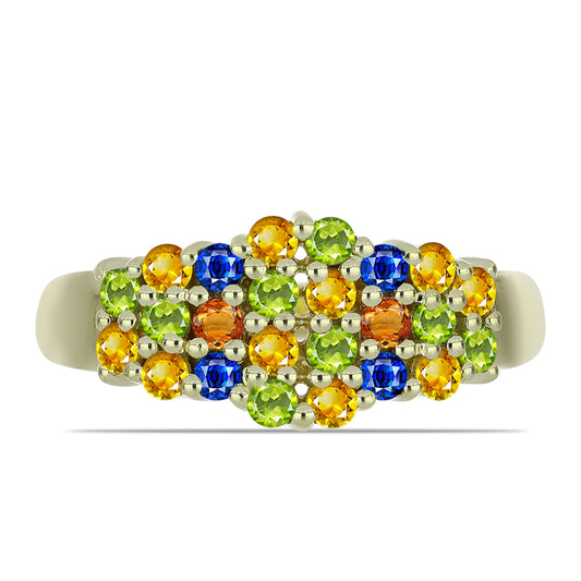 Anillo de Plata Bañada en Oro con Zafiro Arco Iris Rosebery