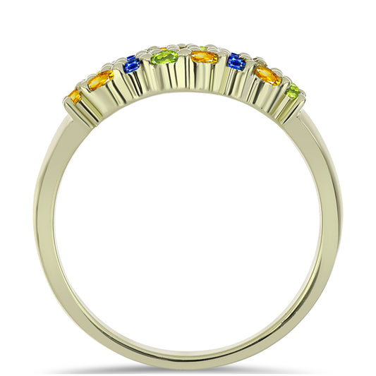 Anillo de Plata Bañada en Oro con Zafiro Arco Iris Rosebery