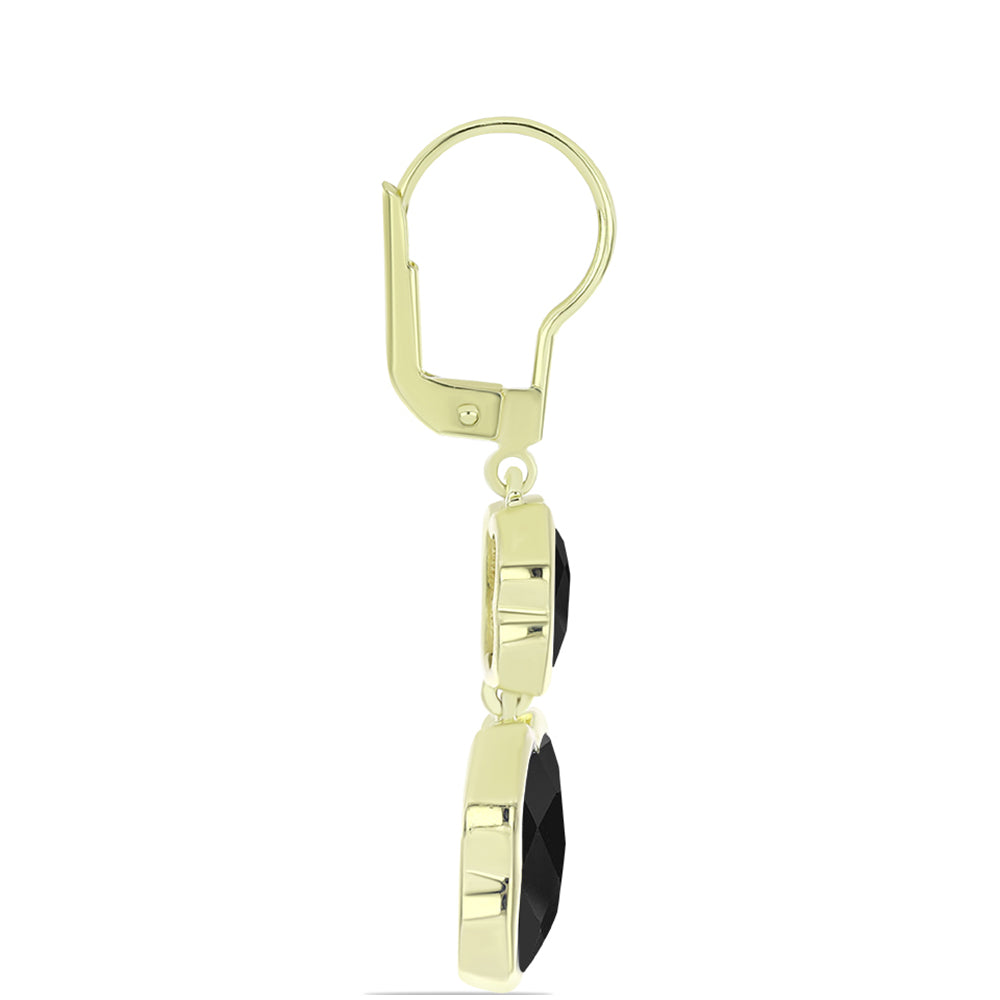 Pendientes de Plata Bañada en Oro con Ónix negro de Suwar 2 