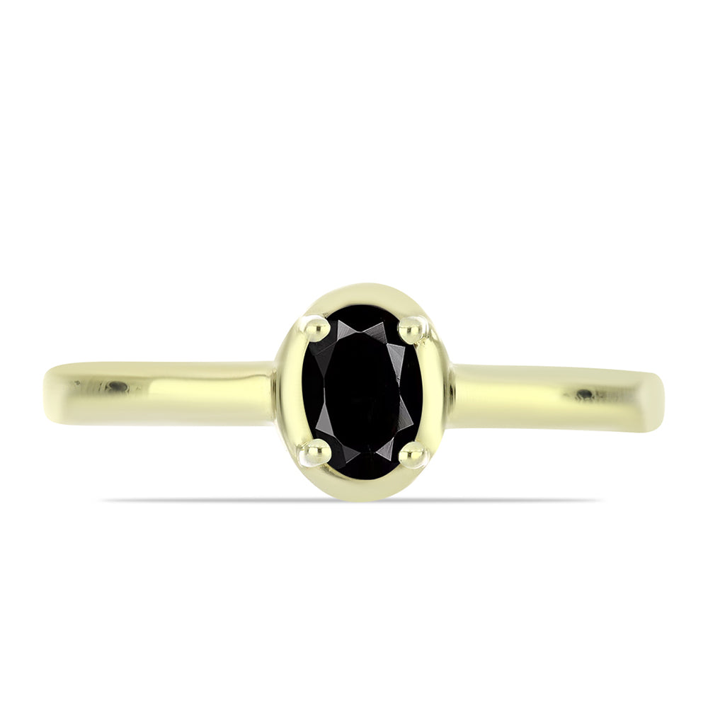 Anillo de Plata Bañada en Oro con Ónix negro de Suwar