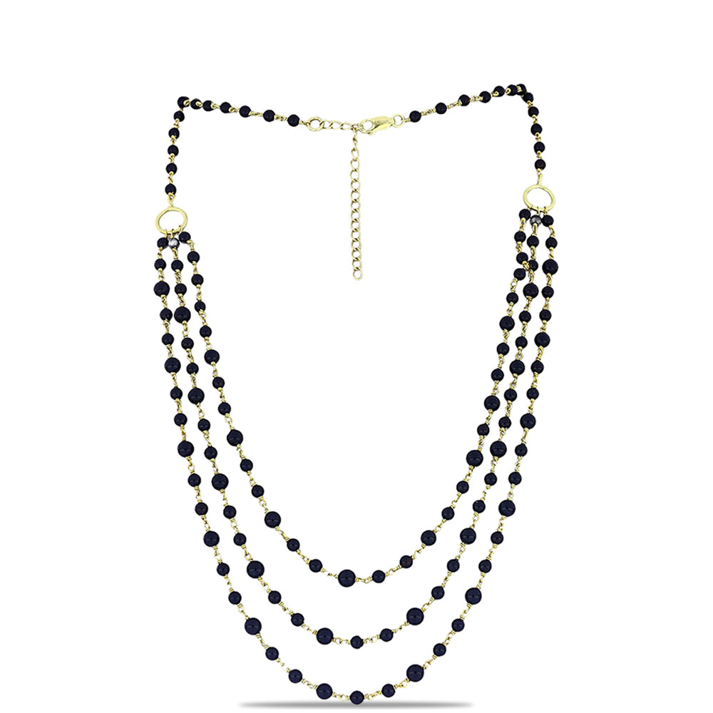 Collar de Plata Bañada en Oro con Ónix negro de Suwar 1 