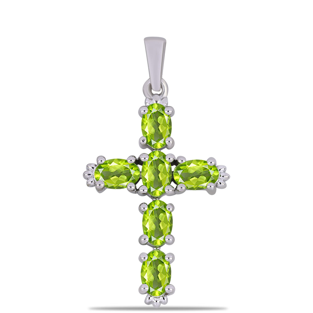 Cruz Colgante de Plata con Peridoto de Changbai 1 