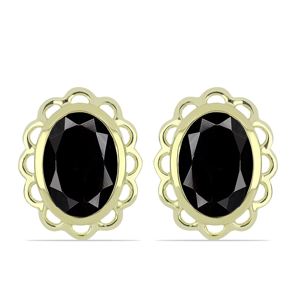 Pendientes de Plata Bañada en Oro con Ónix negro de Suwar 1 