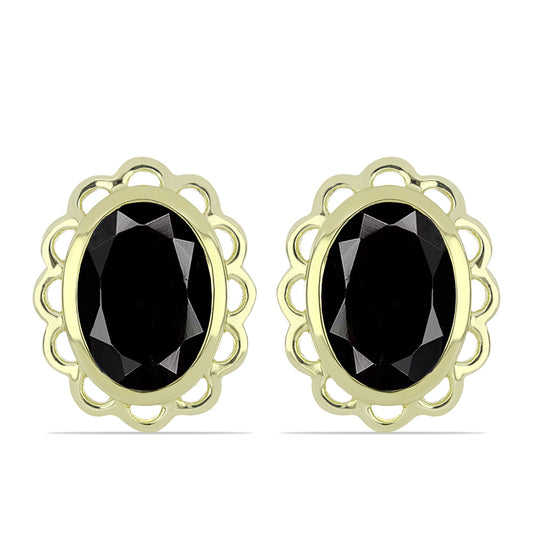 Pendientes de Plata Bañada en Oro con Ónix negro de Suwar