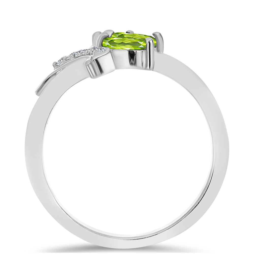 Anillo de Plata con Peridoto de Changbai y Topacio Blanco