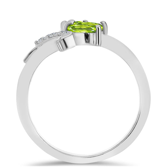 Anillo de Plata con Peridoto de Changbai y Topacio Blanco