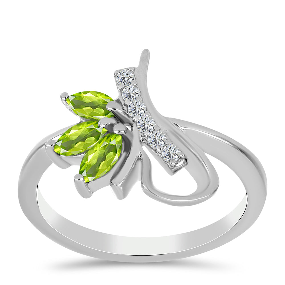 Anillo de Plata con Peridoto de Changbai y Topacio Blanco