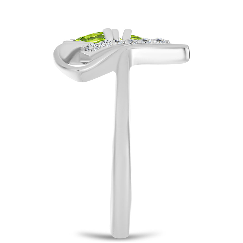 Anillo de Plata con Peridoto de Changbai y Topacio Blanco 4 