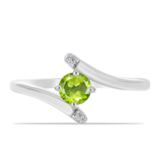 Anillo de Plata con Peridoto de Changbai y Topacio Blanco