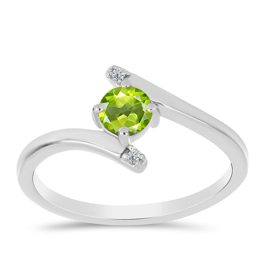 Anillo de Plata con Peridoto de Changbai y Topacio Blanco