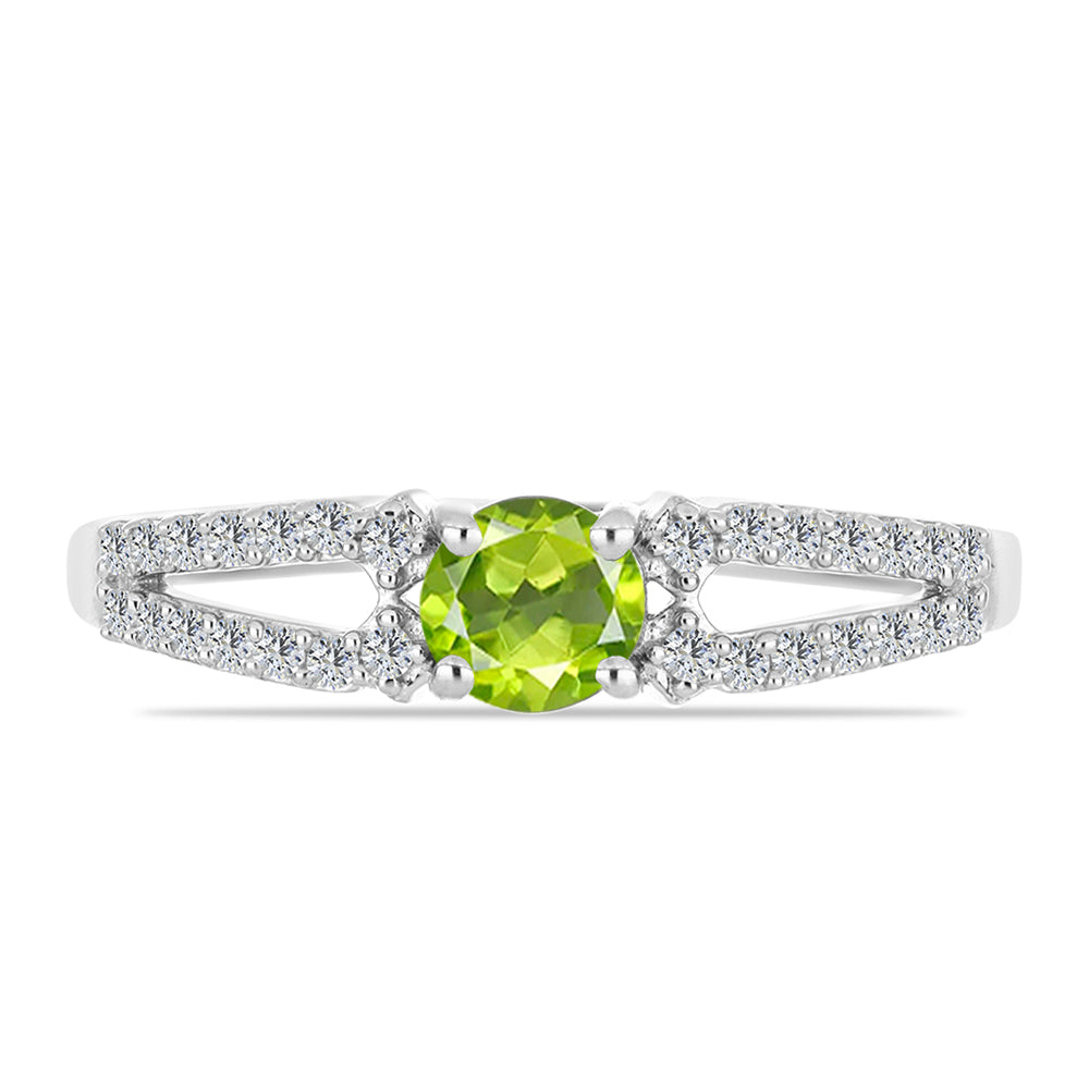 Anillo de Plata con Peridoto de Changbai y Topacio Blanco 2 