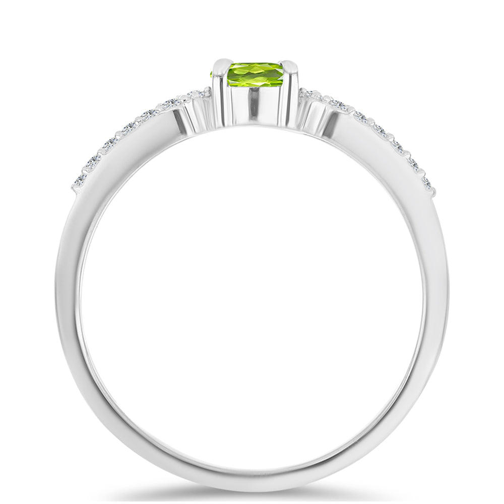 Anillo de Plata con Peridoto de Changbai y Topacio Blanco 3 