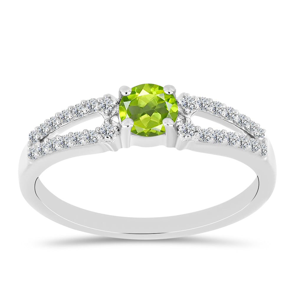 Anillo de Plata con Peridoto de Changbai y Topacio Blanco