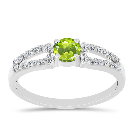 Anillo de Plata con Peridoto de Changbai y Topacio Blanco