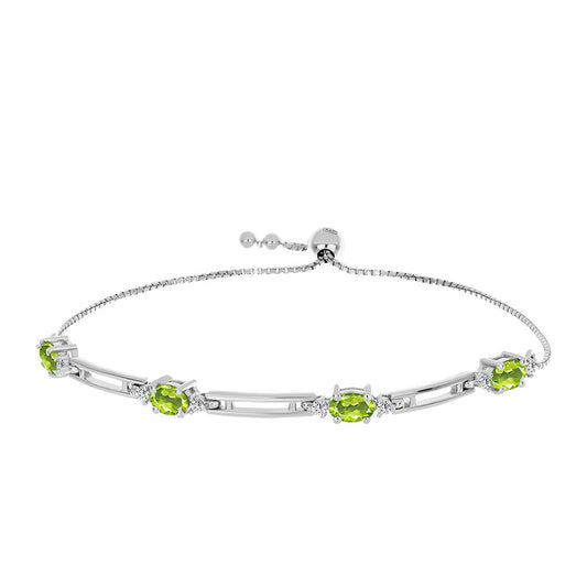 Pulsera de Plata con Peridoto de Changbai y Topacio Blanco