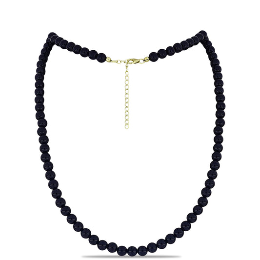 Collar de Plata Bañada en Oro con Ónix negro de Suwar