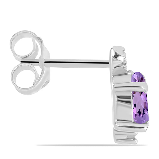 Pendientes de Plata con Amatista Rosa de Francia y Topacio Blanco