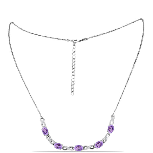 Collar de Plata con Amatista Rosa de Francia y Topacio Blanco