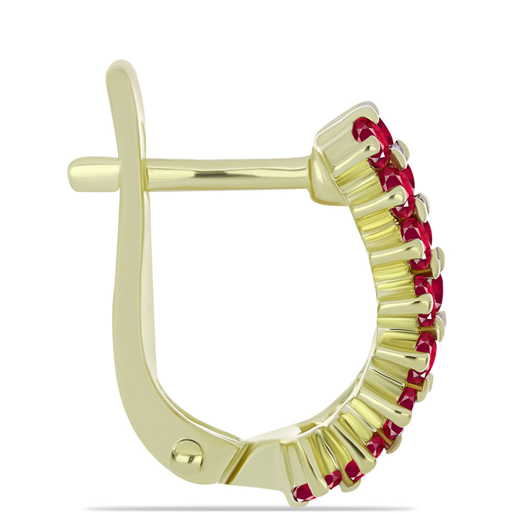 Pendientes de Plata Bañada en Oro con Rubí de Madagascar y Topacio Blanco 2 