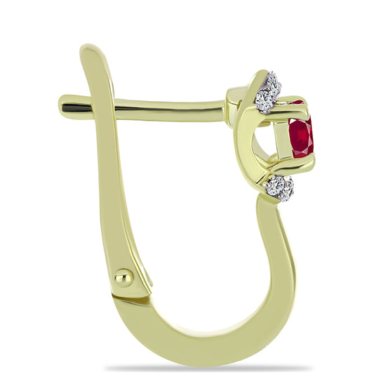 Pendientes de Plata Bañada en Oro con Rubí de Madagascar y Topacio Blanco