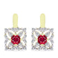 Pendientes de Plata Bañada en Oro con Rubí de Madagascar y Topacio Blanco