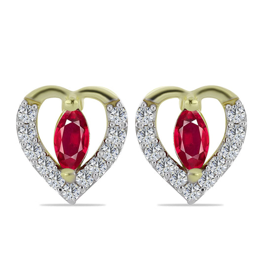 Pendientes de Plata Bañada en Oro con Rubí de Madagascar y Topacio Blanco